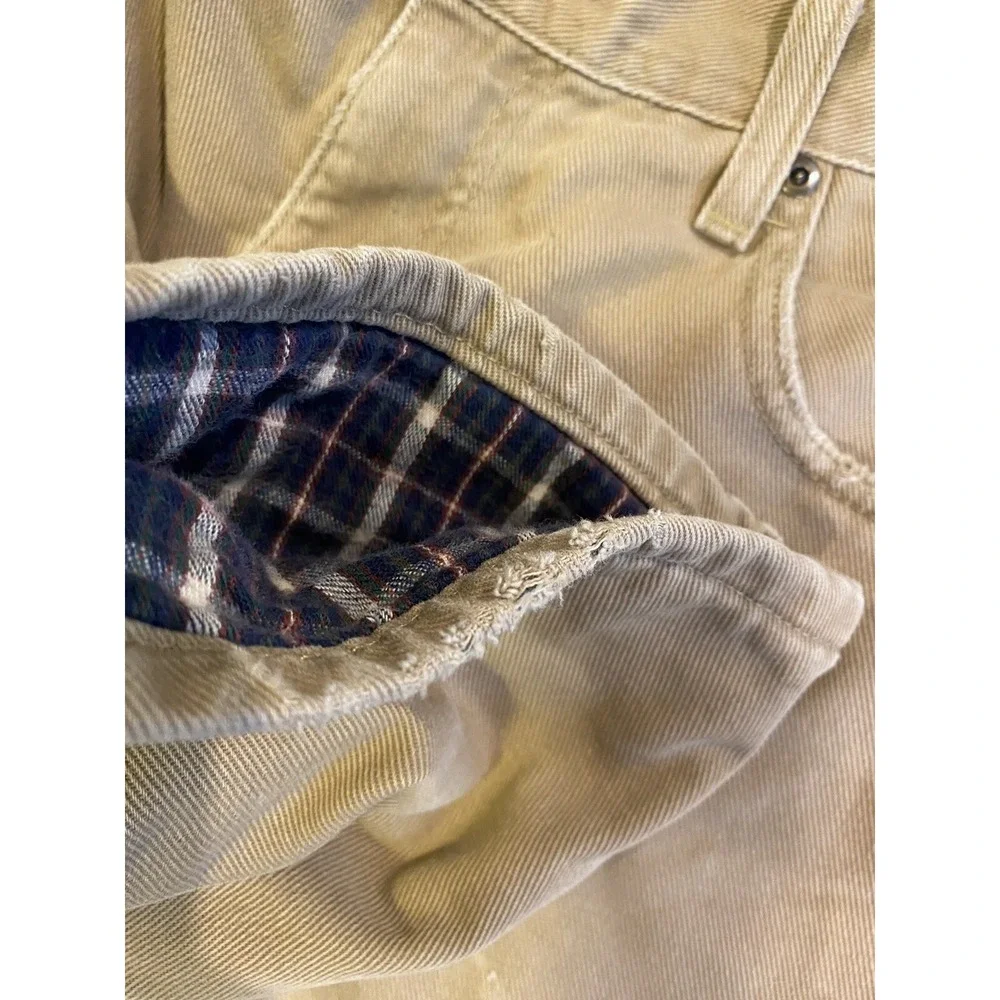 LL Bean Pants Mens 36 Beige Tan Cotton Flannel Lined Khakis Slacks 36x29